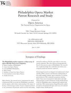 Philadelphia Opera Market Patron Research and Study